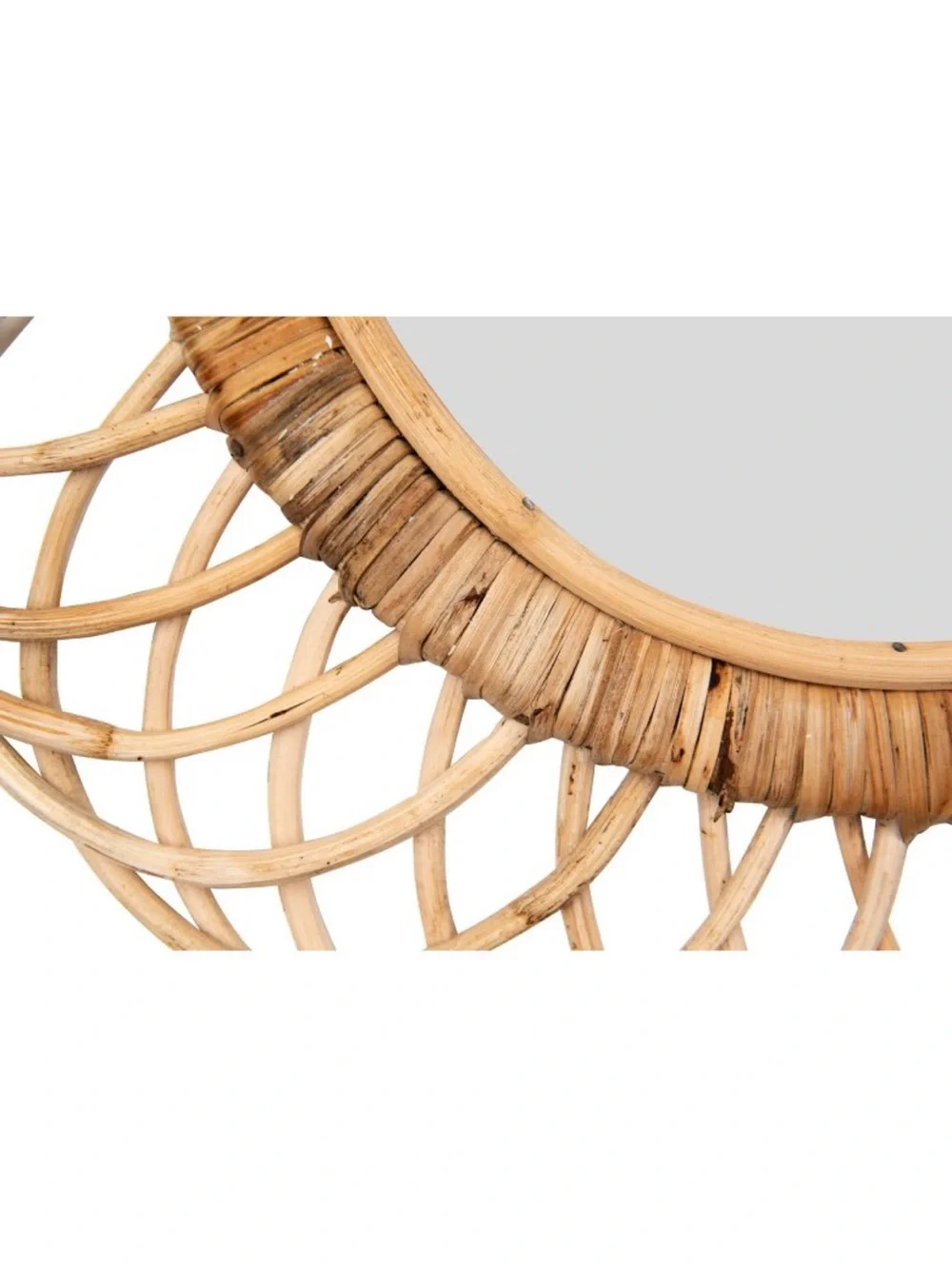 Creative Co-Op Woven Bamboo Oval Wall Mirror in Natural Beige 21.5” W x 19” H
